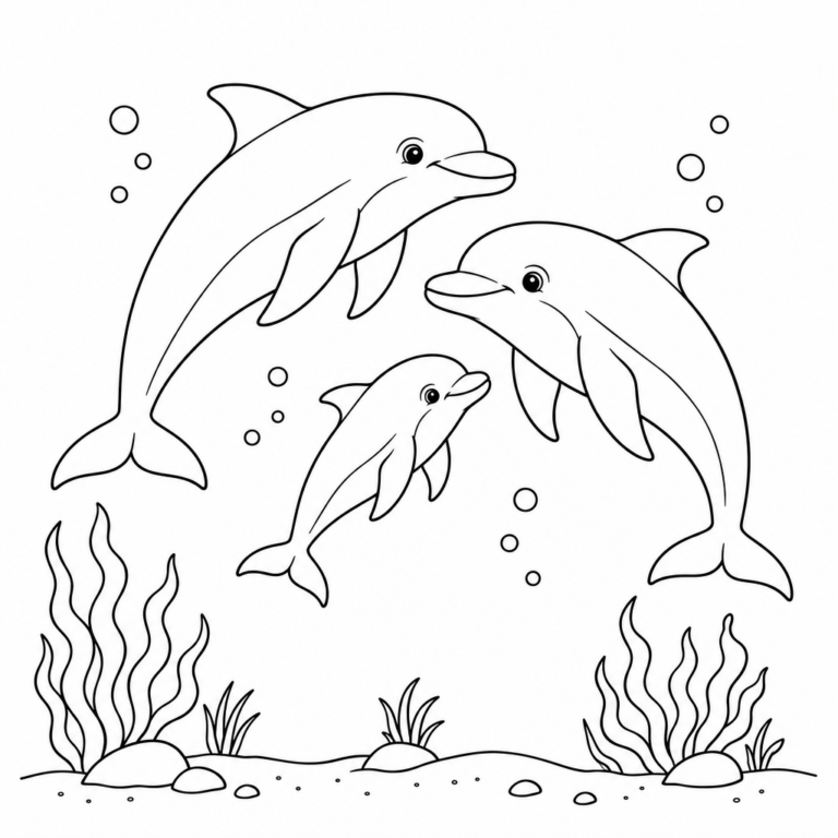 Delfinfamilie – Ausmalbild