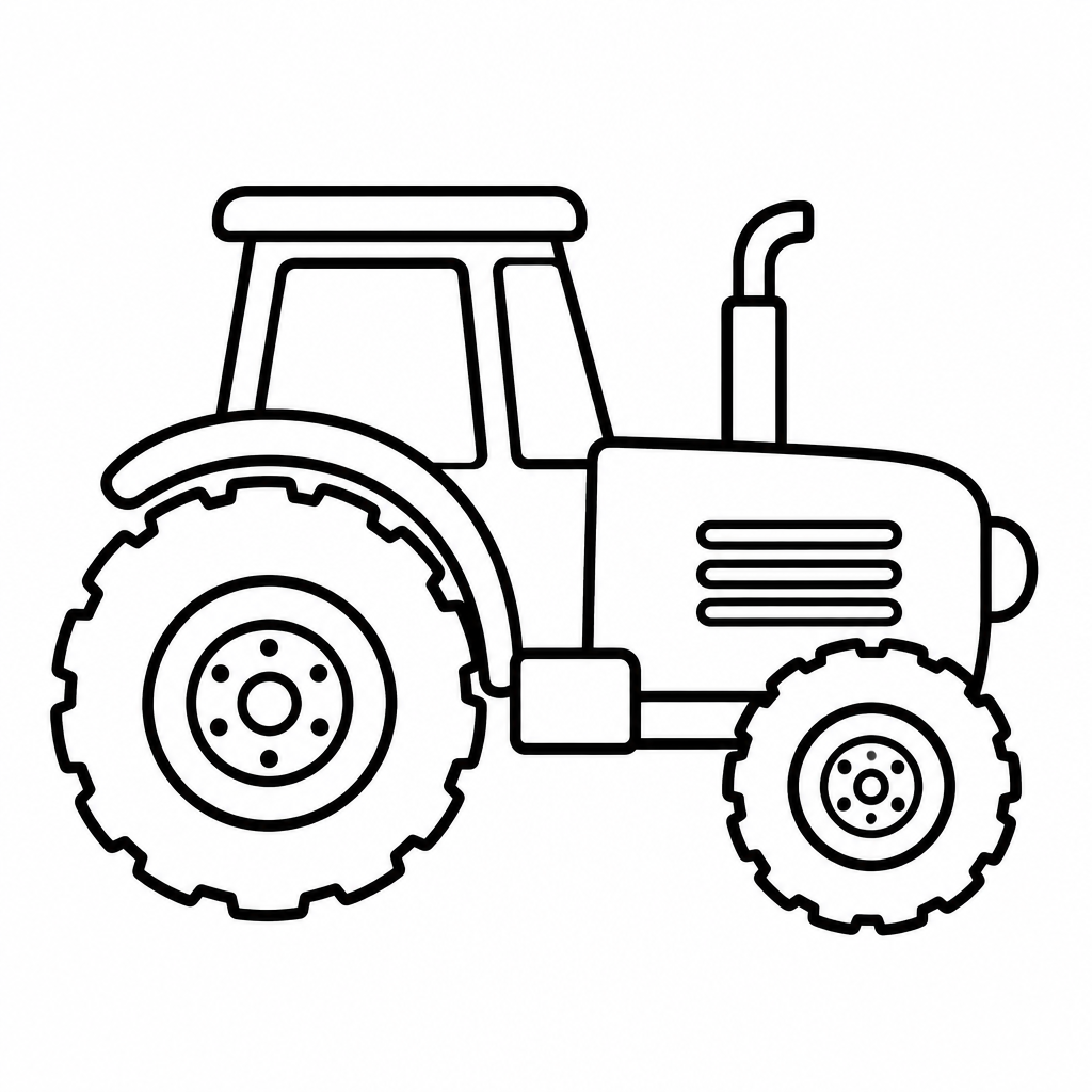Einfacher Traktor als kostenloses Traktor-Ausmalbild für Kinder
