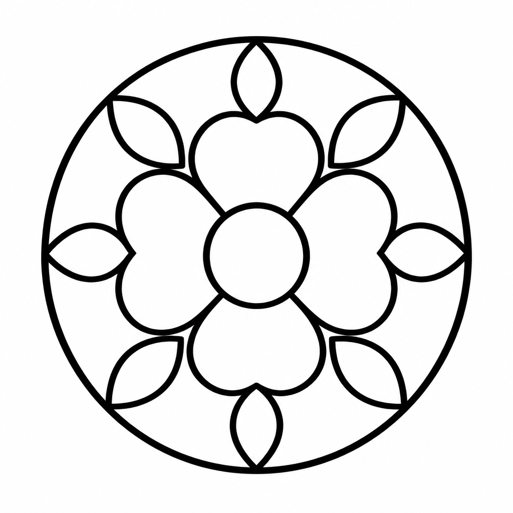 Einfaches Blumenmandala – Ausmalbild