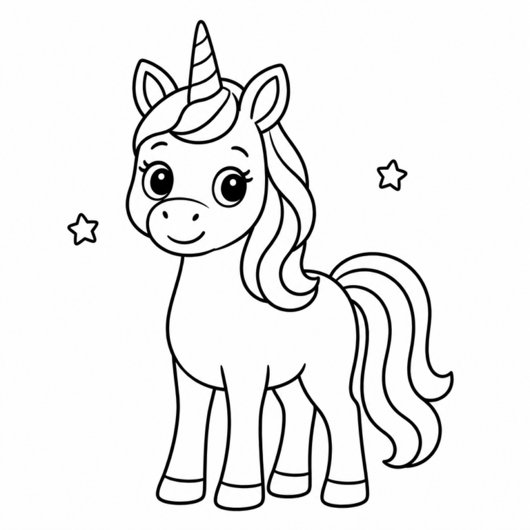 Einfaches Einhorn – Ausmalbild