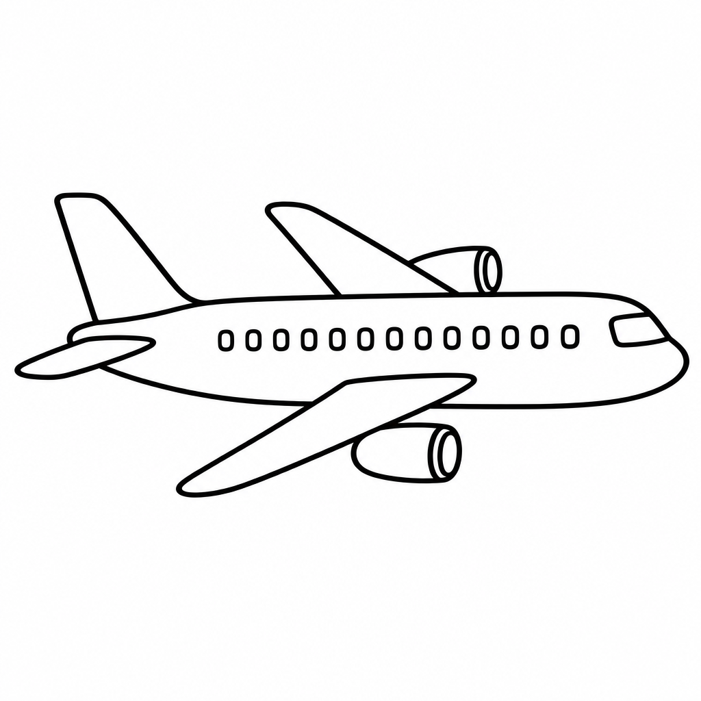 Einfaches Flugzeug als kostenloses Flugzeug-Ausmalbild für Kinder
