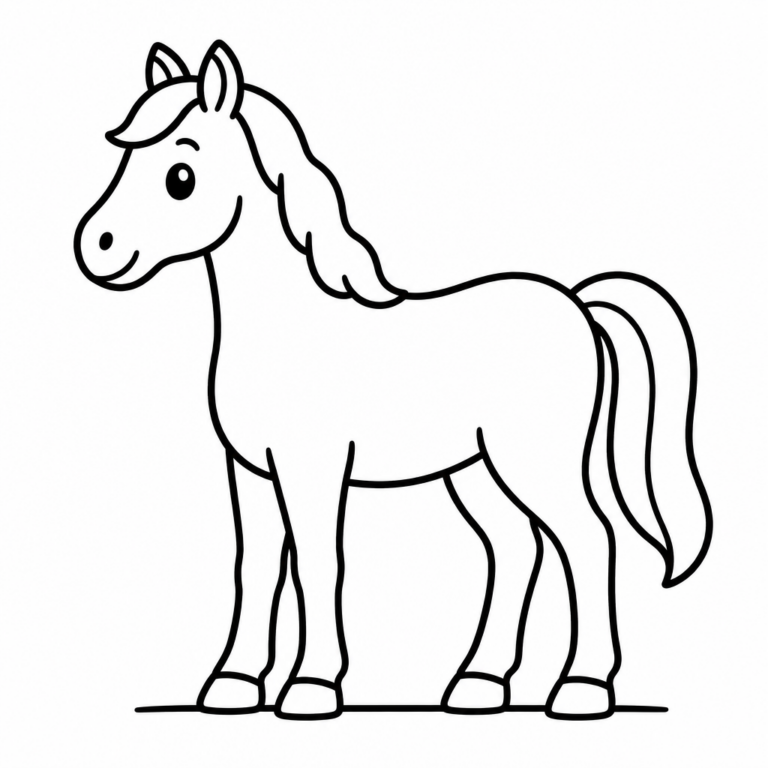 Einfaches Pferd – Ausmalbild