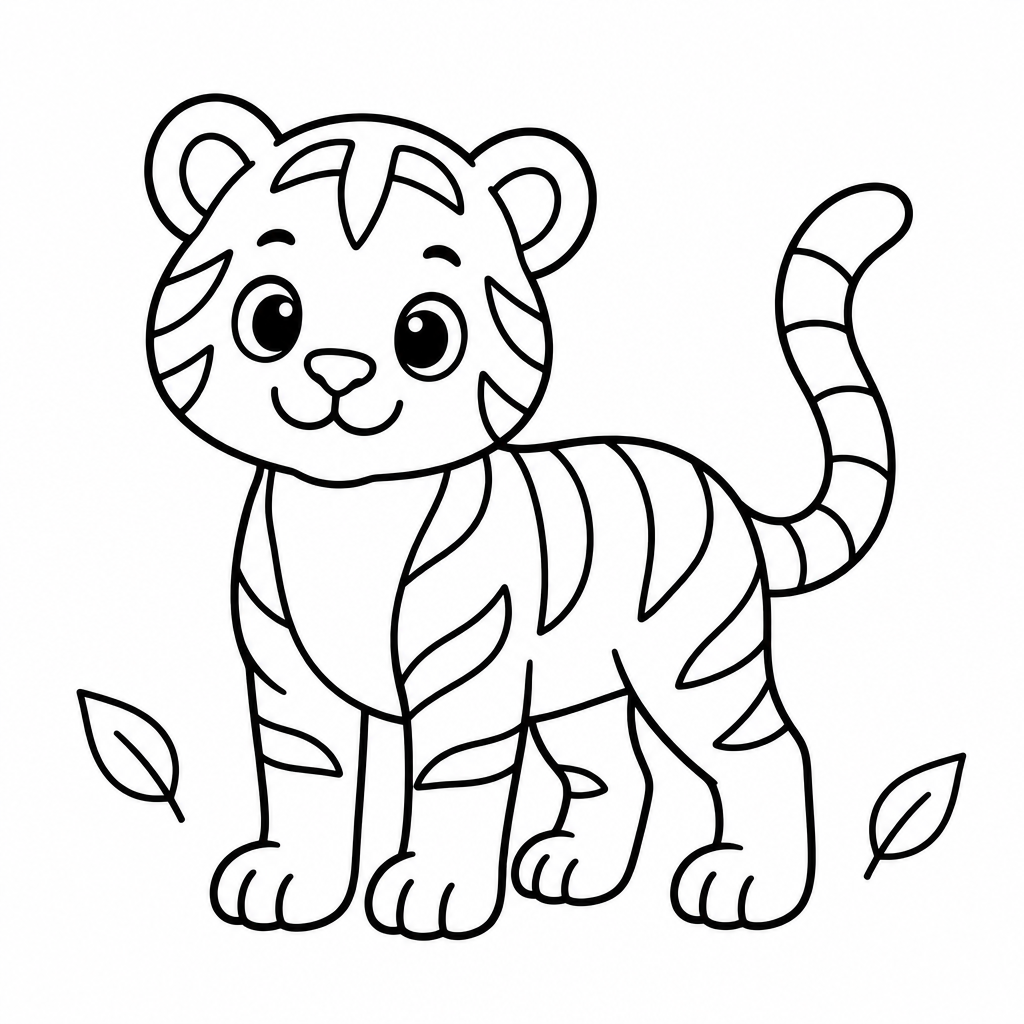 Einfaches Tigerbaby – Ausmalbild