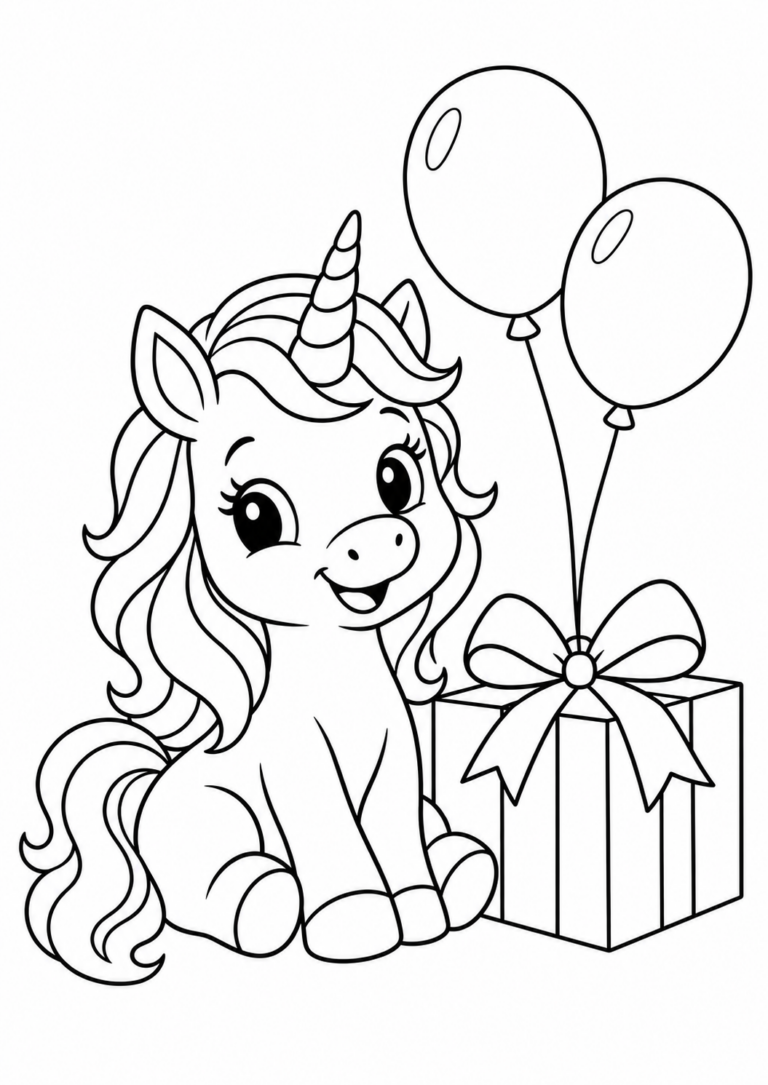 Einhorn mit Geschenk