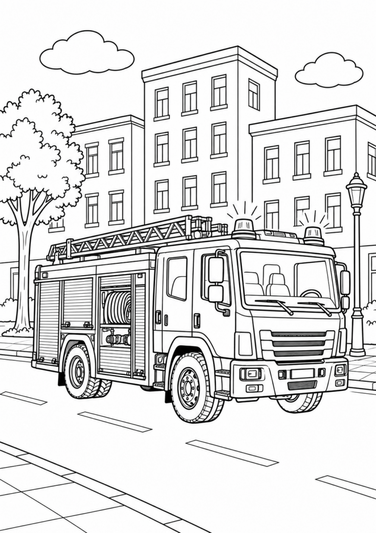 feuerwehrauto-in-der-stadt-ausmalbild