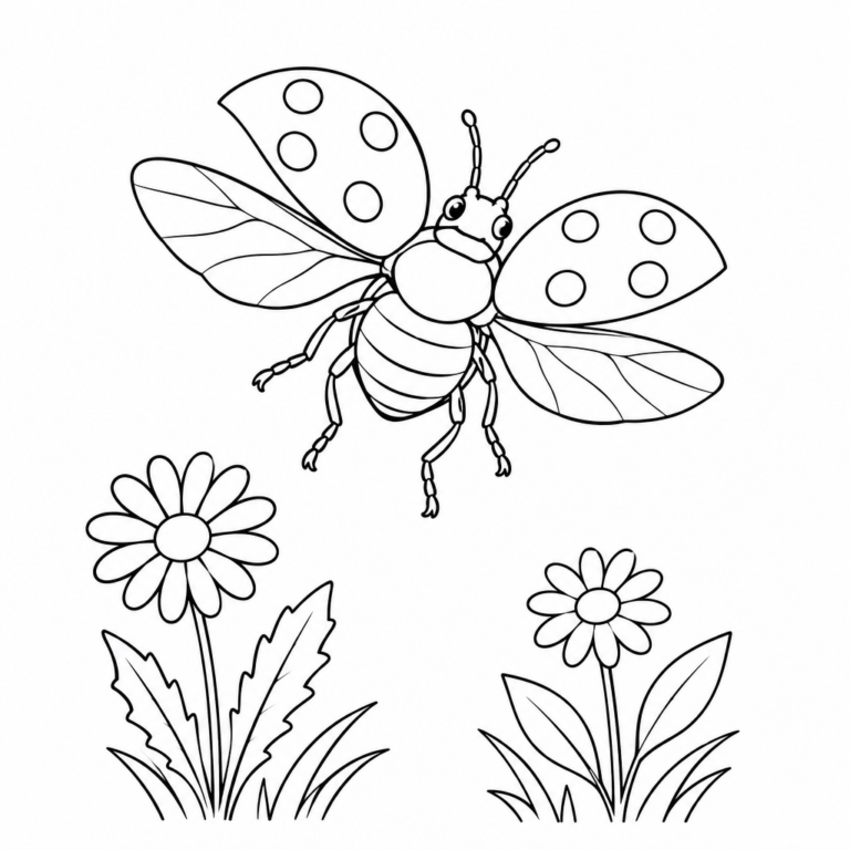 Fliegender Marienkäfer – Ausmalbild