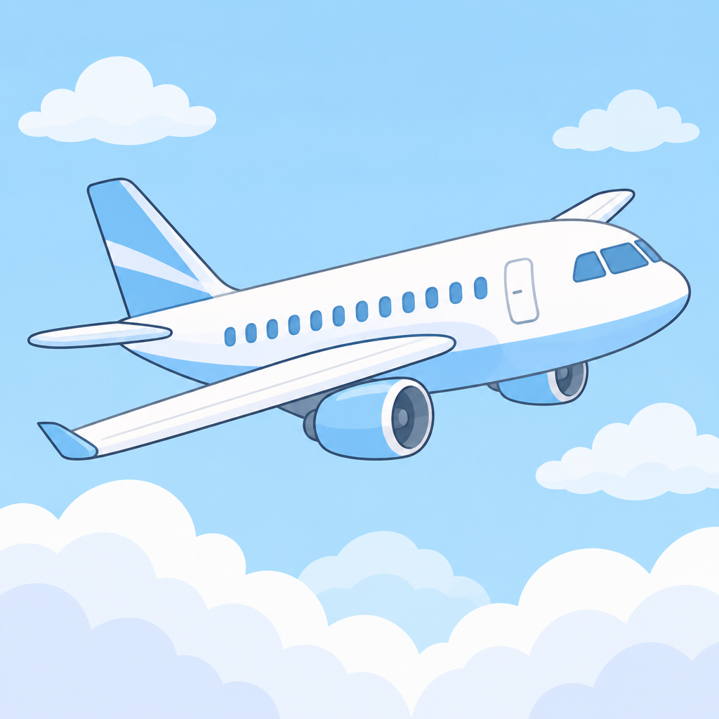 Flugzeug über Wolken als Kategorieillustration für Kinder