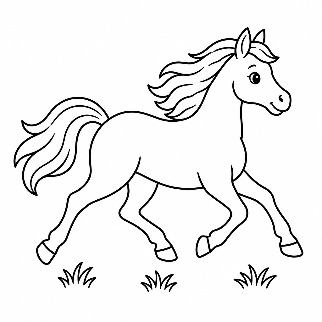 Galoppierendes Pferd Ausmalbild kostenlos zum Ausdrucken