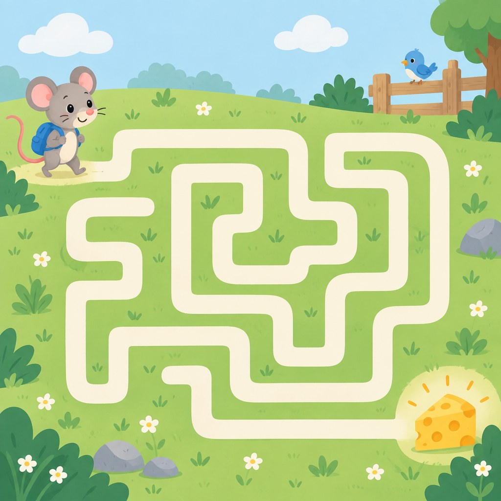Einfaches Labyrinth als Druckvorlage für Kinder