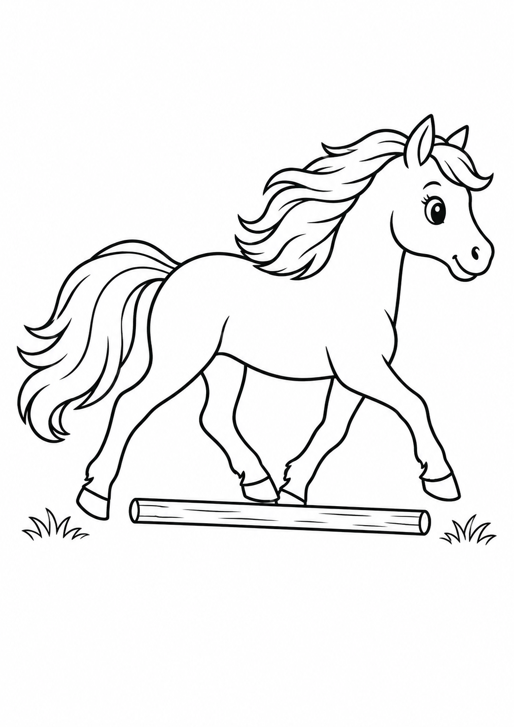 Pony über einer Bodenstange