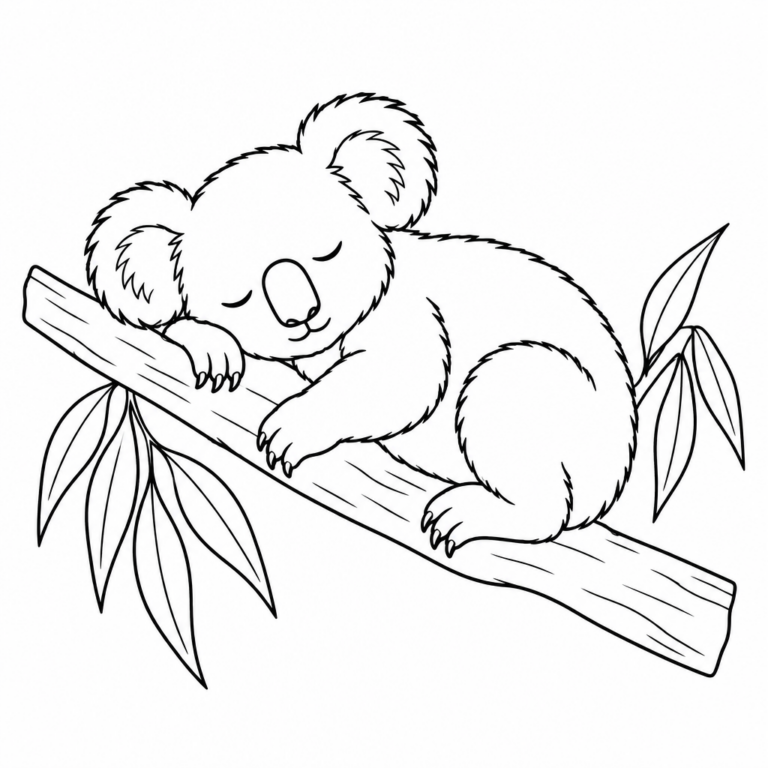 Schlafender Koala – Ausmalbild
