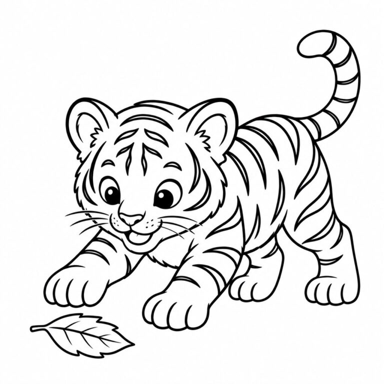 Spielendes Tigerjunges – Ausmalbild