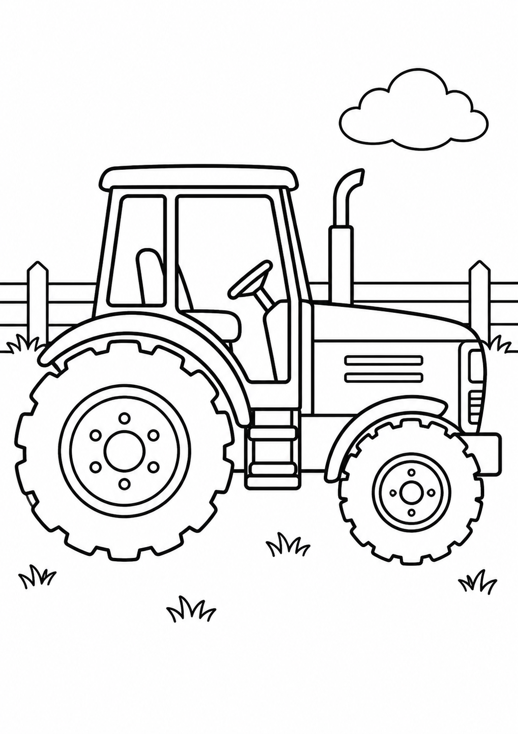Traktor auf dem Bauernhof – Ausmalbild