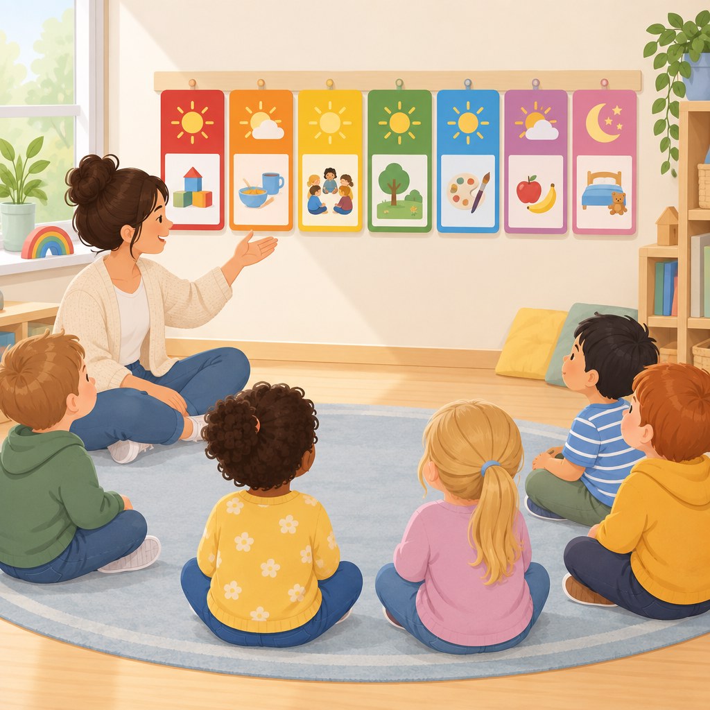 Wochentage im Kindergarten mit visuellen Tageskarten