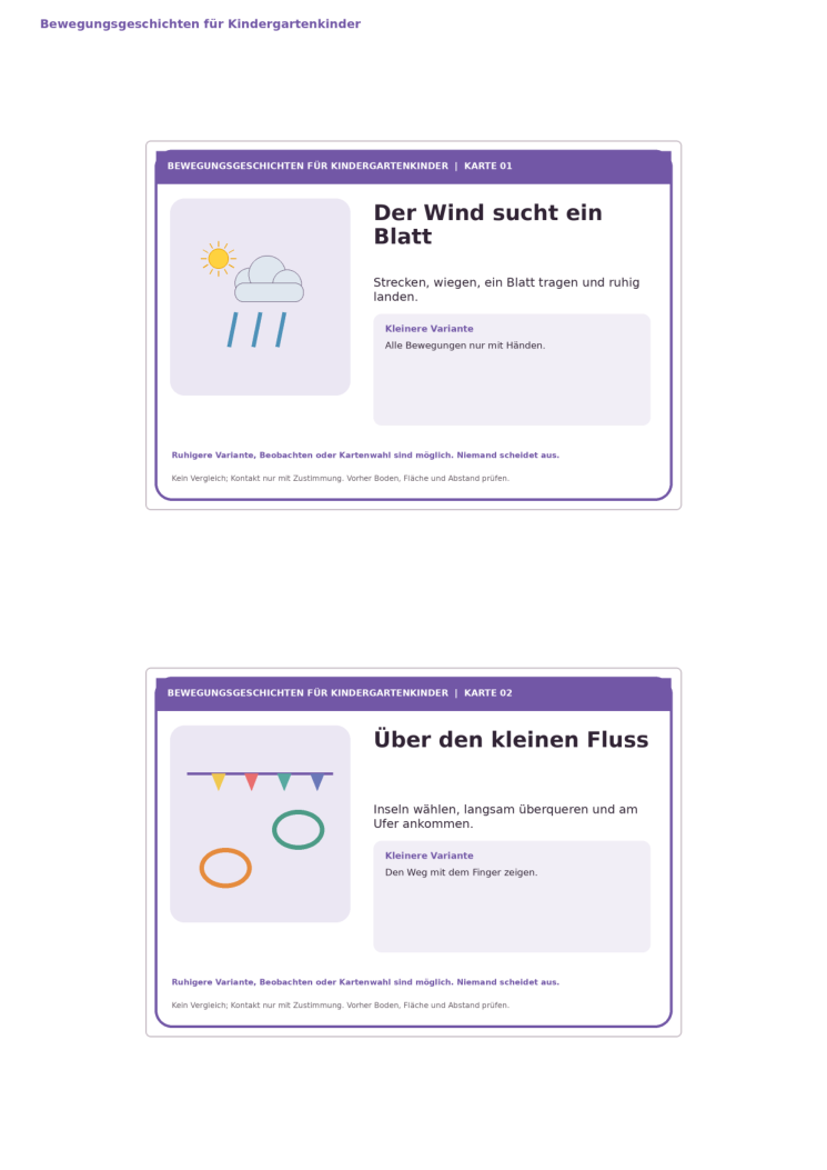 Vorschau: Bewegungsgeschichten mit einem Blatt im Wind und einem kleinen Fluss